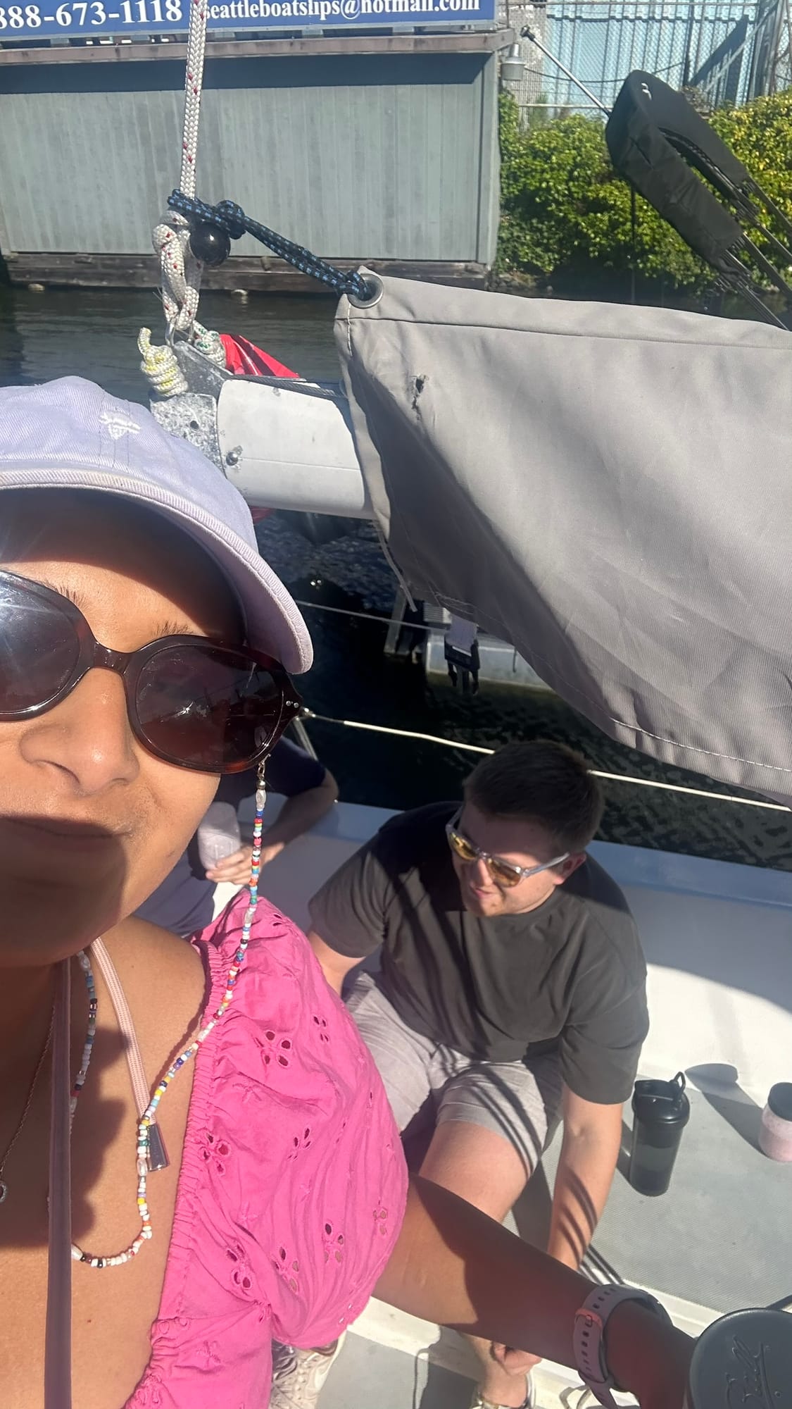 Selfie on the sailboat at the marina, Friday