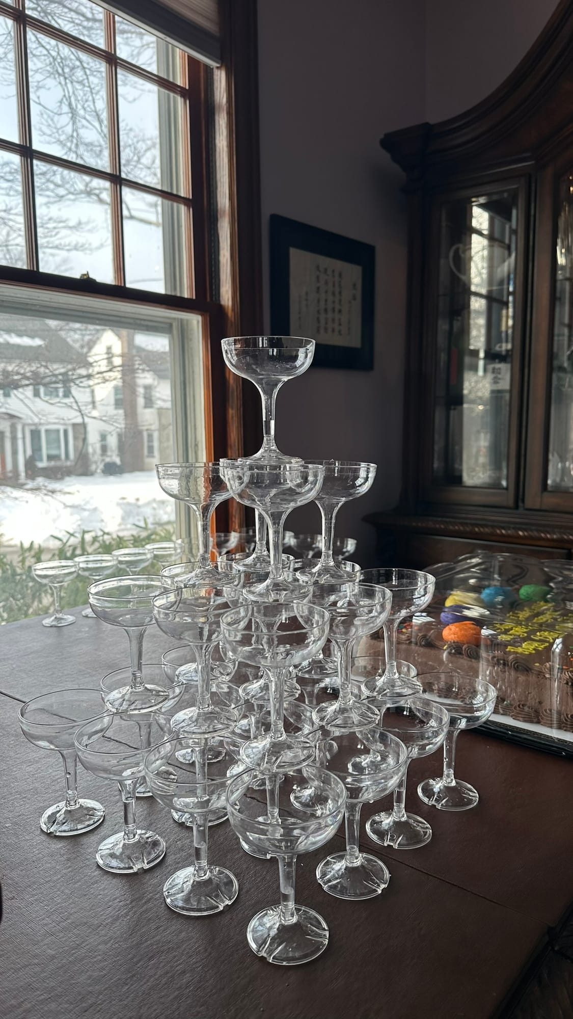 Celebrating the end of the ski season with a champagne toast