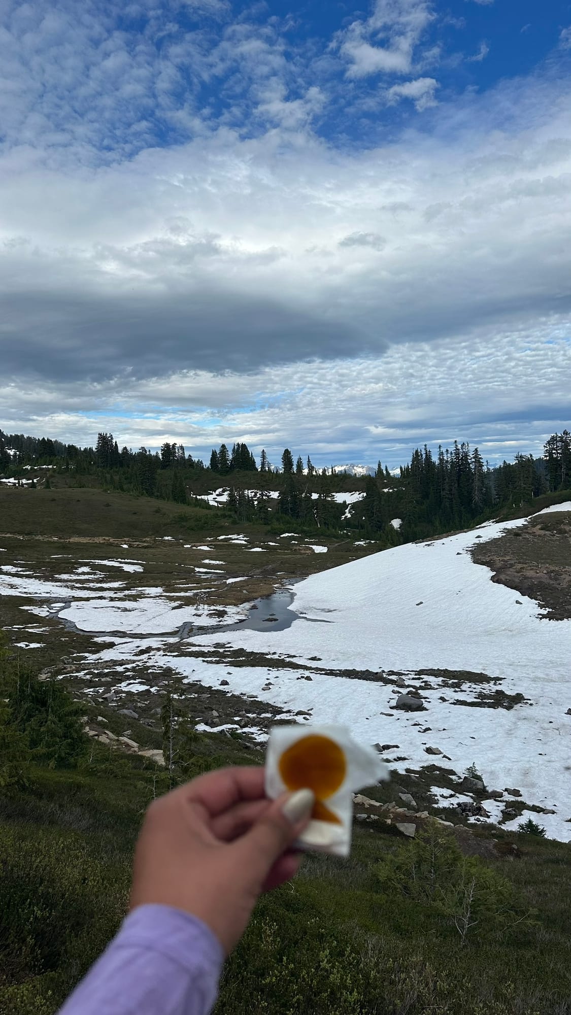 Honey packet on the trail — mid-hike fuel