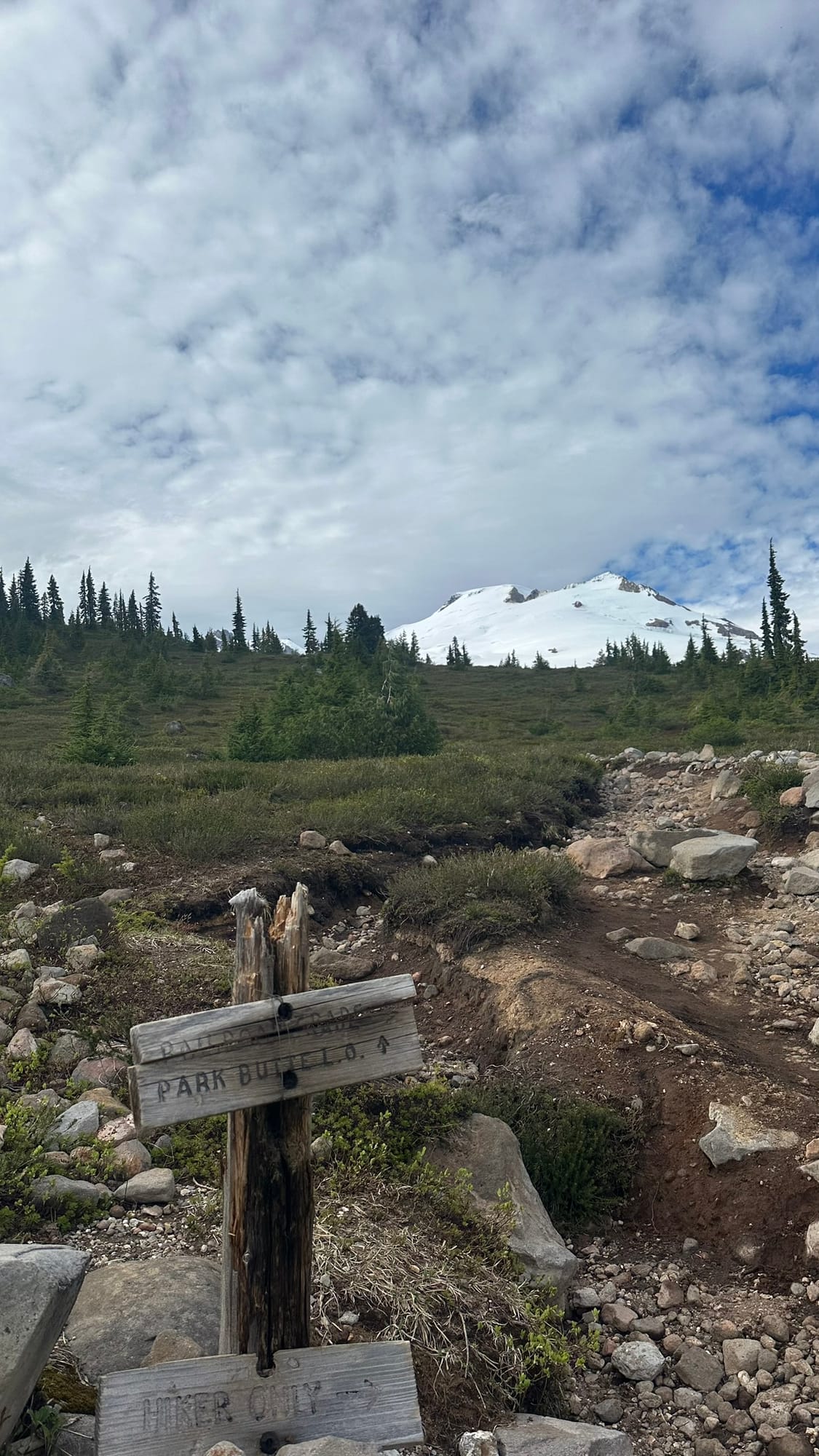 Trail junction sign on the way up