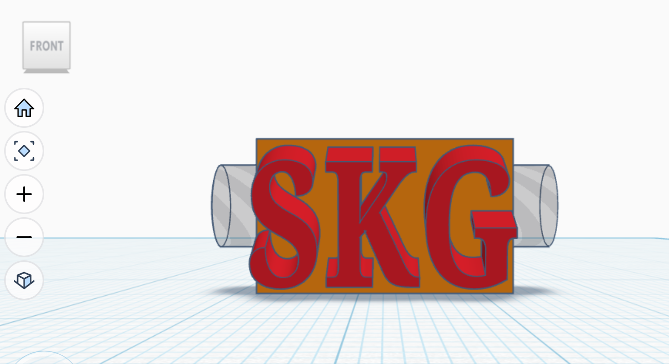 Front view of the block with SKG initials raised on the face